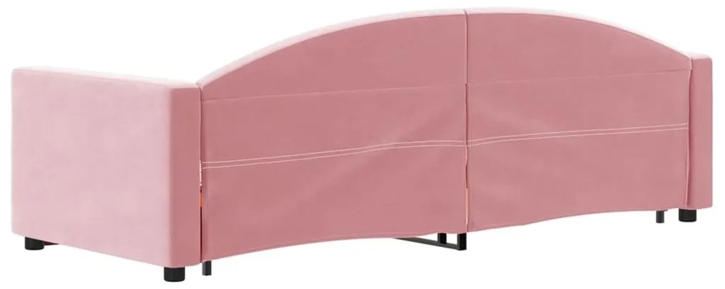 Sofá-cama com gavetão e gavetas 80x200 cm veludo rosa