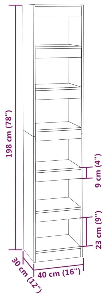 Estante/divisória 40x30x198 cm cor sonoma cinza