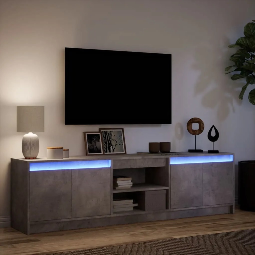 Móvel de TV com luzes LED derivados de madeira cinzento cimento