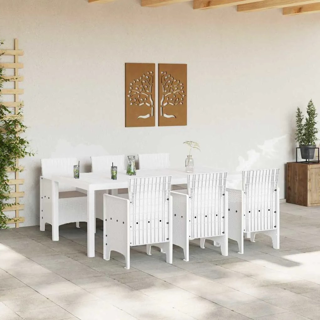 Conjunto de Jantar de Jardim 7 pcs Branco 200 x 100 x 73 cm
