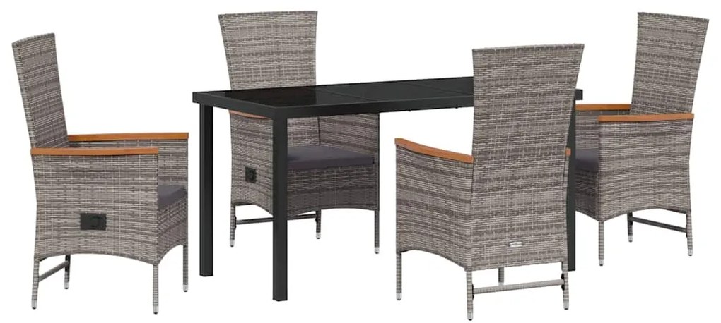 Cadeiras Exteriores com almofada 5 pcs Cinzento Cinza Escuro