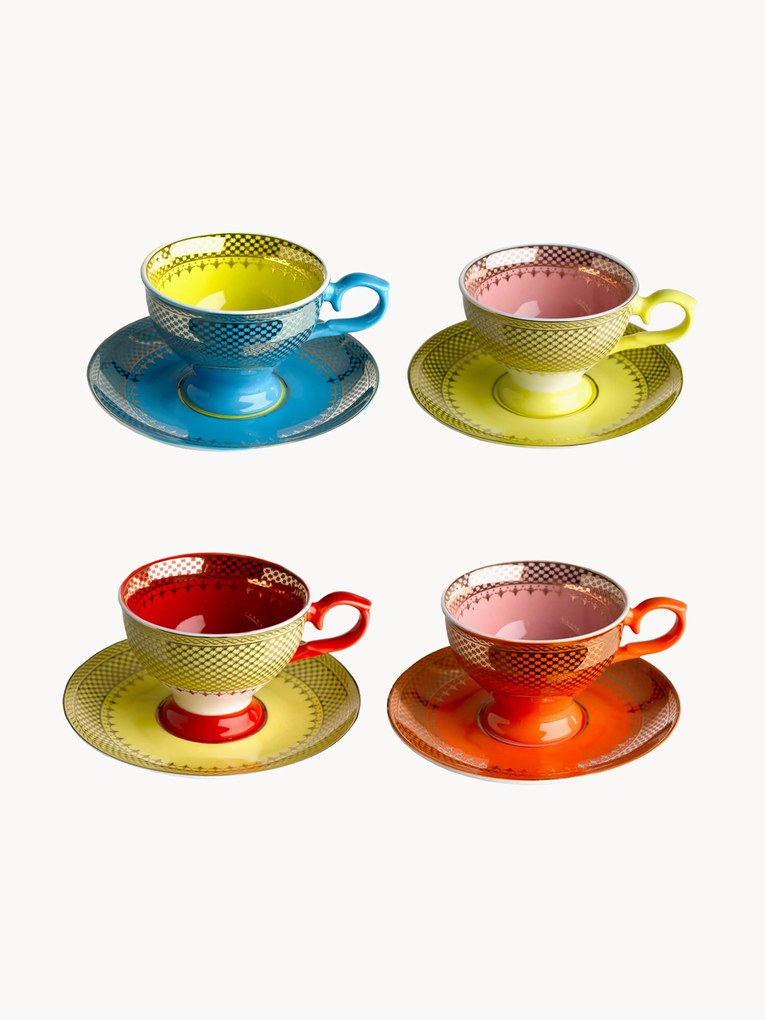 Chávenas de café com pires Grandma, conjunto de 4
