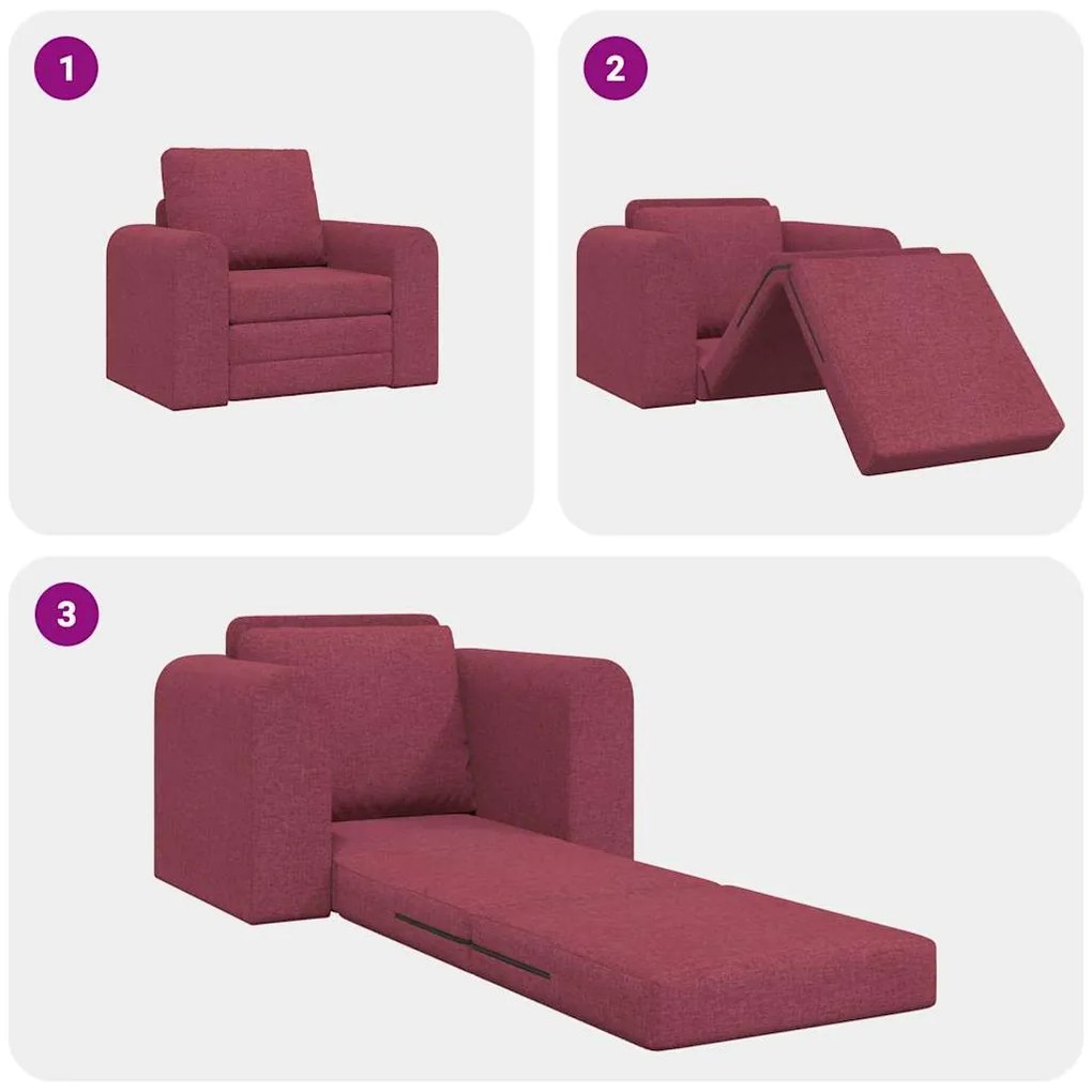 Sofá Cama 2 em 1 Bordô 98x71x83 cm Tecido