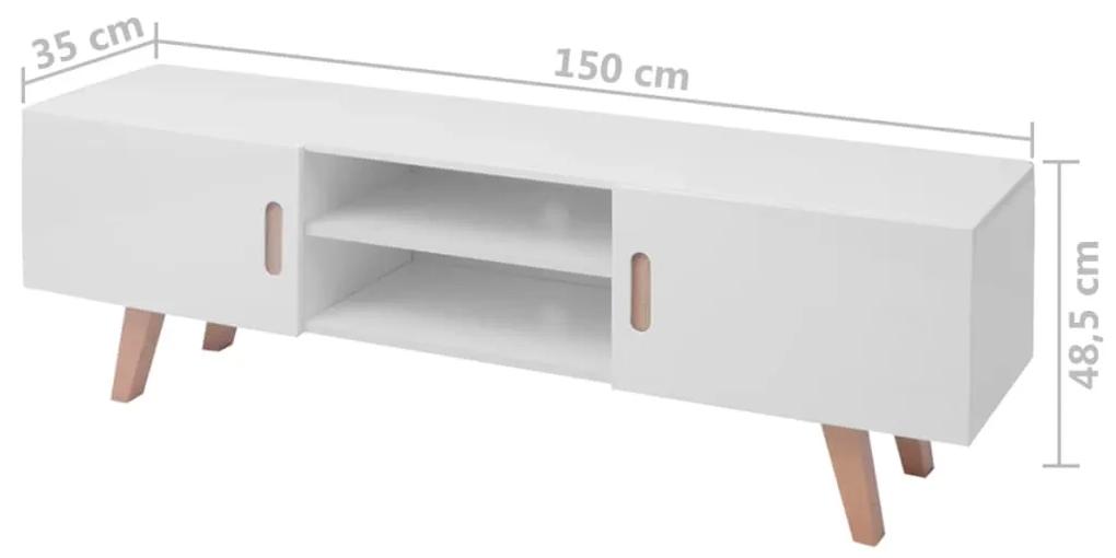 Móvel de TV Yone com 2 Portas e Prateleiras de 150 cm - Branco Brilhan