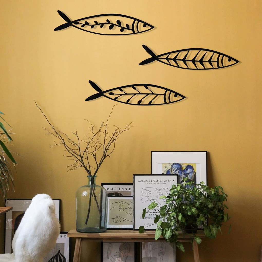 Acessório Decorativo de Parede Hamsi – Preto – 32 x 8 cm (3 Peças)