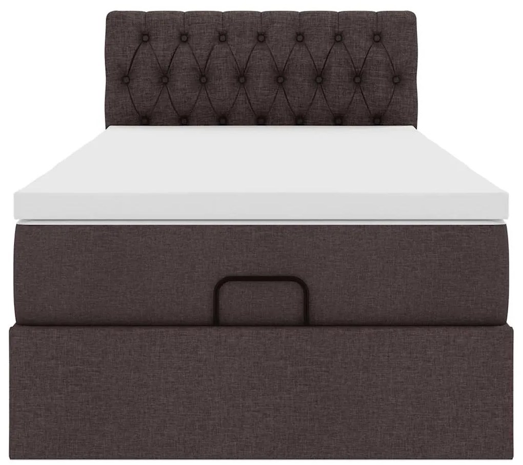 Cama otomana com colchão 90x200 cm tecido castanho escuro