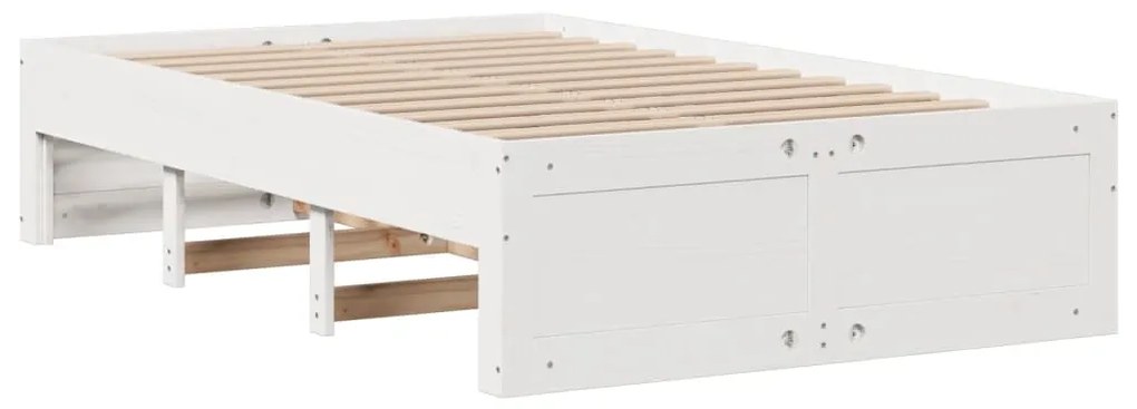 Cama com estante sem colchão 135x190 cm pinho maciço branco