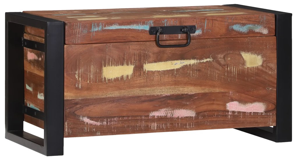 Baú de Armazenamento 60x30x30cm em Madeira Recuperada e Metal