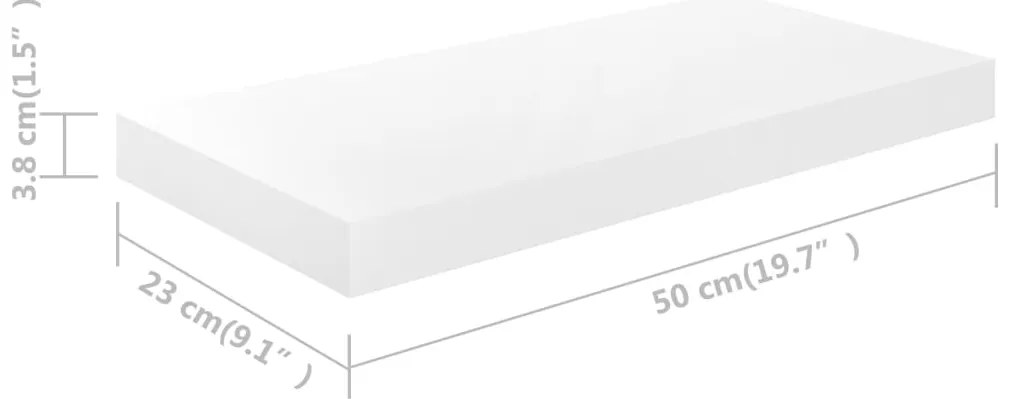 Prateleira de parede suspensa 50x23x3,8 cm MDF branco