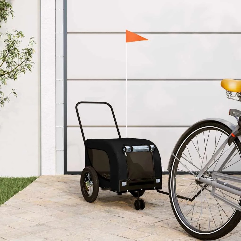vidaXL Reboque bicicleta p/ animais tecido oxford/ferro preto