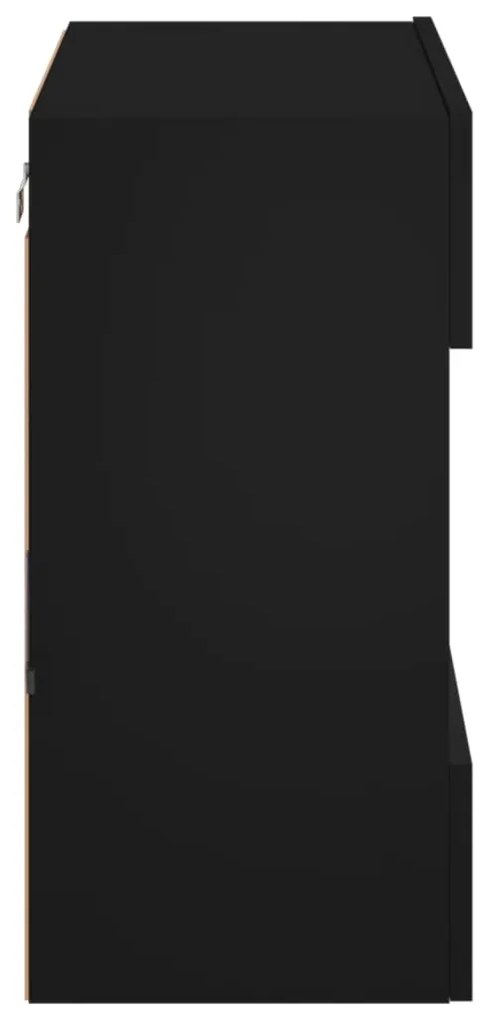Móvel de parede para TV com luzes LED 58,5x30x60,5 cm preto