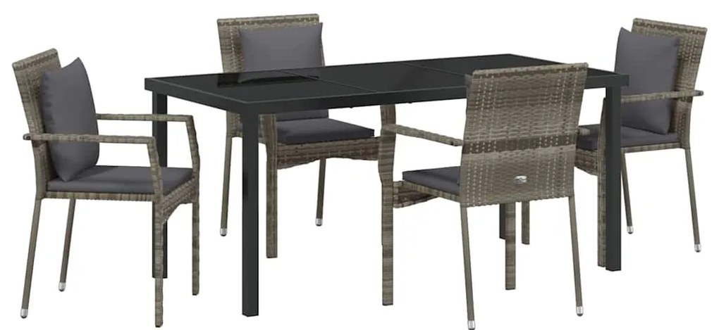 Conjunto de Cadeiras de Jardim 5 pcs Cinzeto 160 x 80 x 73 cm