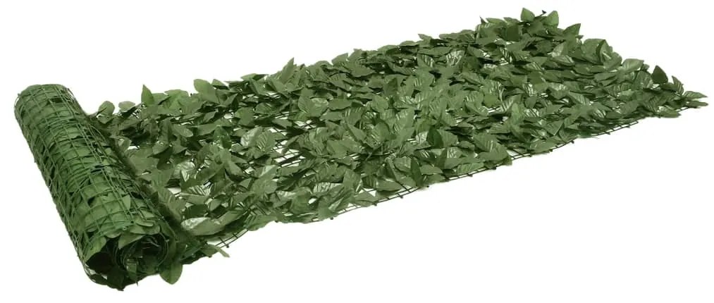 vidaXL Tela de varanda com folhas verde-escuras 200x75 cm