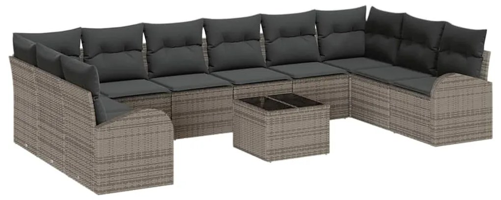 Sofá de Jardim com 10 Peças e Almofadas em Rattan Preto