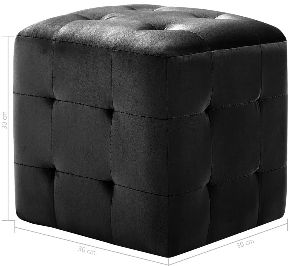 Pufe 2 pcs 30x30x30 cm veludo preto