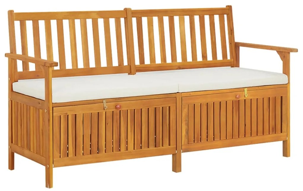 vidaXL Banco de arrumação c/ almofadão 148 cm madeira de acácia maciça