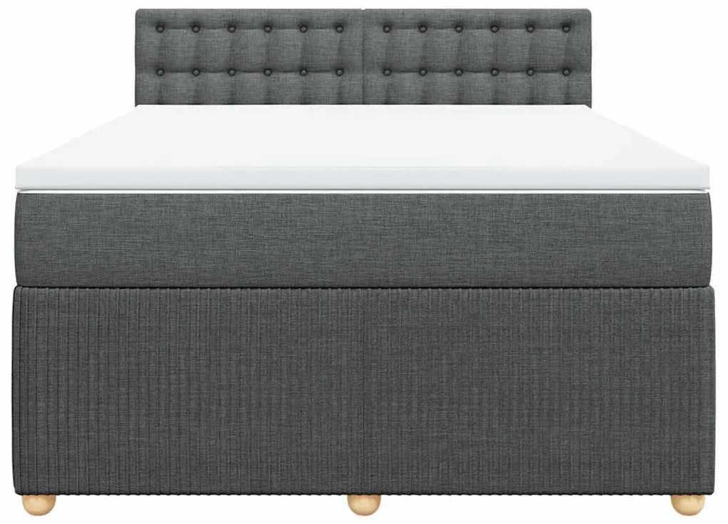 Cama com molas/colchão 140x190 cm tecido cinzento-escuro