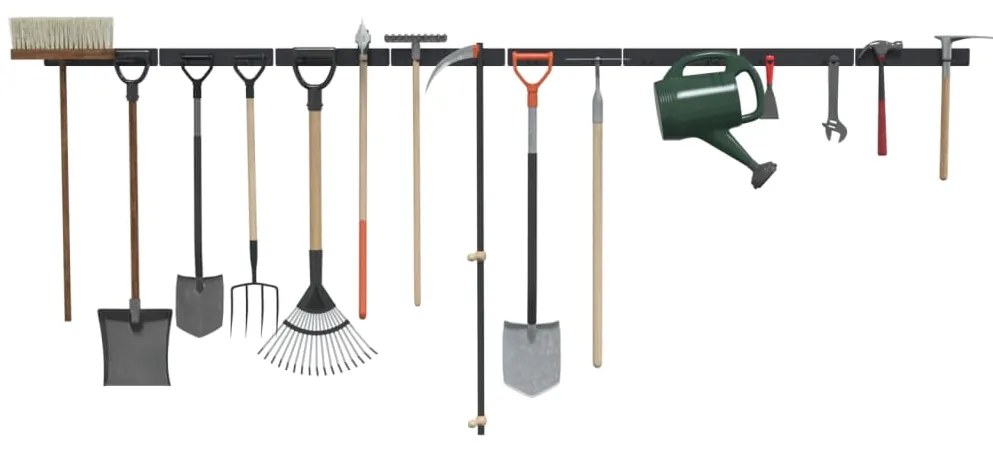 Suportes de parede p/ ferramentas de jardim 8 pcs aço preto