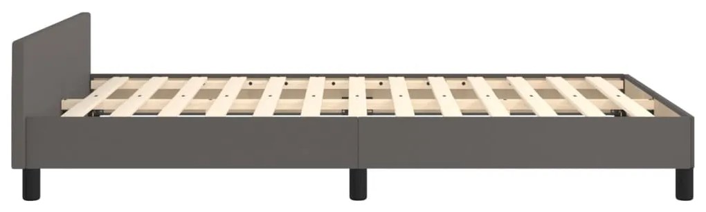 Estrutura cama c/ cabeceira 120x200cm couro artificial cinzento