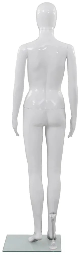 Manequim feminino completo base em vidro 175cm branco brilhante
