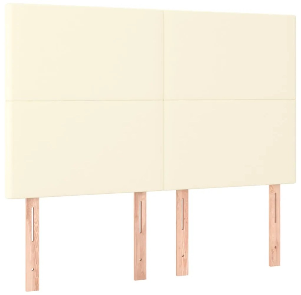 Cabeceira cama c/ LED 144x5x118/128 cm couro artificial crème