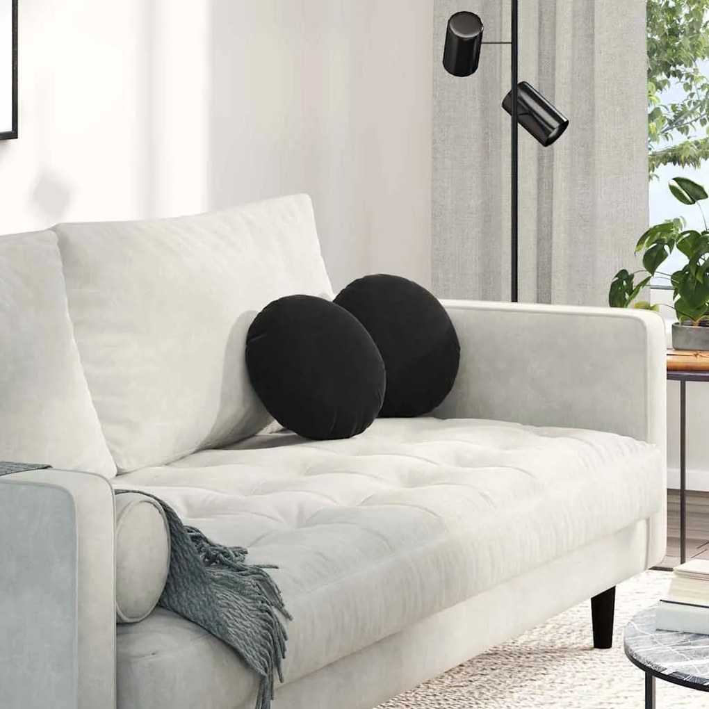 vidaXL Almofadas de Assento 2 pcs Preto Ø 40 x 13 cm Veludo