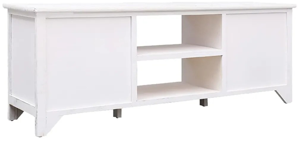 Móvel de TV 108x30x40 cm madeira paulownia maciça branco antigo
