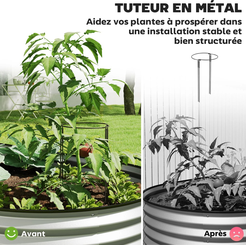Floreira elevada em aço galvanizado com borda de borracha 181 x 93 x 30 cm prateado