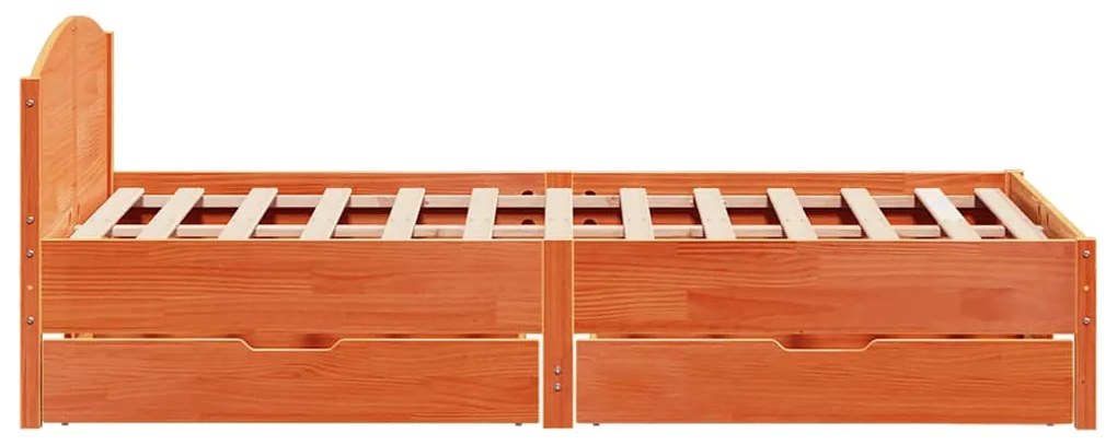 Cama sem colchão 140x190 cm pinho maciço castanho-mel