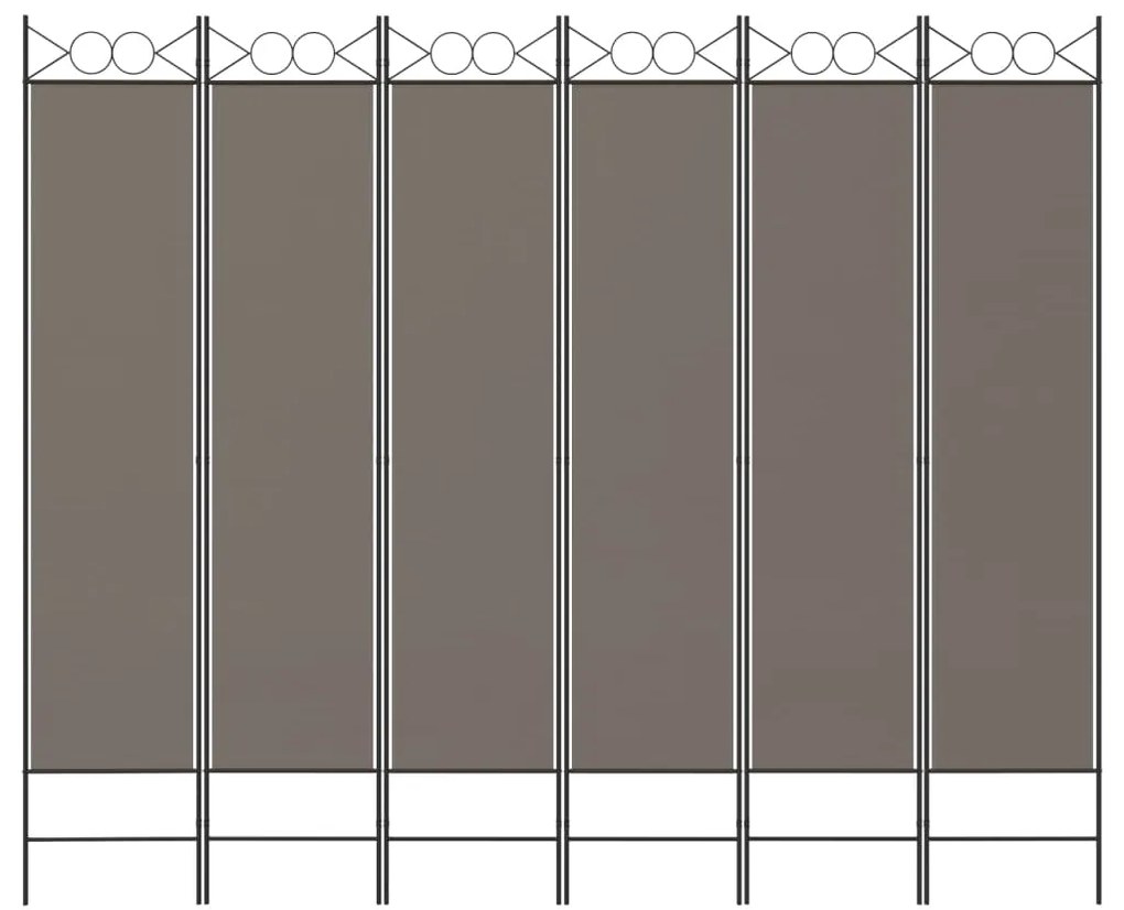 Divisória/biombo com 6 painéis 240x200 cm tecido antracite