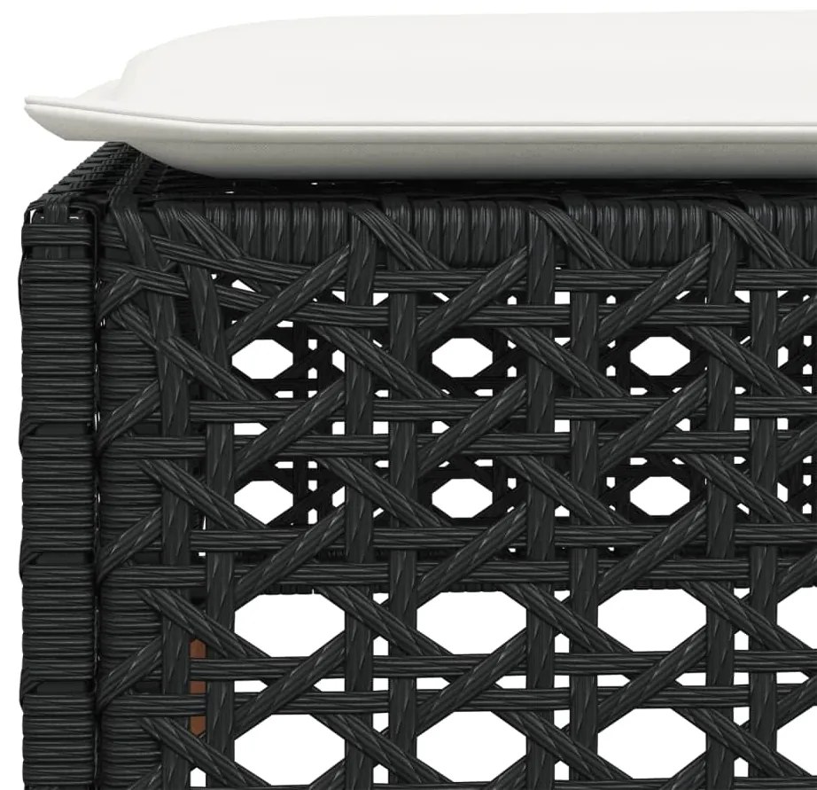 Banco de jardim com almofadão 63,5x56x32 cm vime PE preto