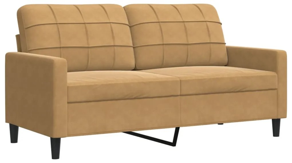 2 pcs conjunto de sofás com almofadões e rolos veludo castanho