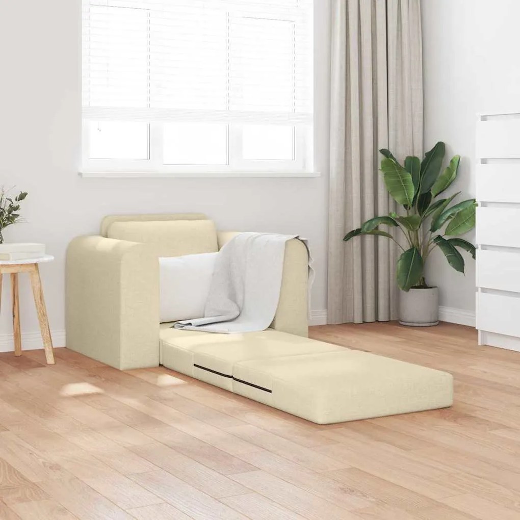 Sofá Cama 2 em 1 Creme 98x71x83 cm Tecido