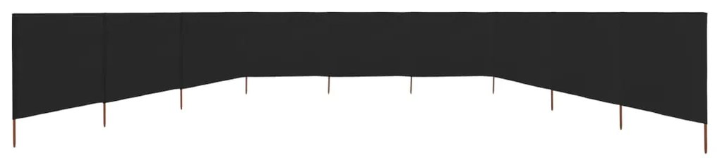 Para-vento com 9 painéis em tecido 1200x120 cm preto