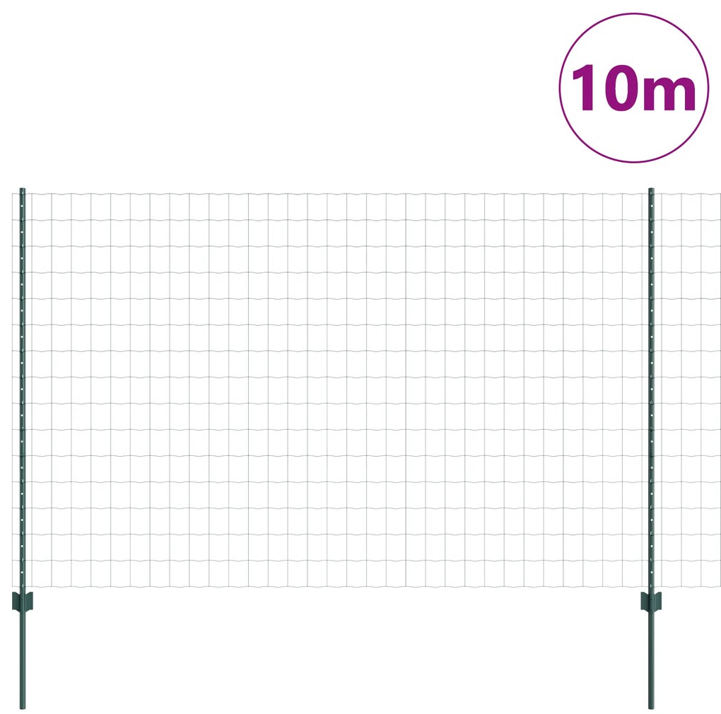 Cerca Euro da com 5 Postes Verde 1,5 x 10 m Aço
