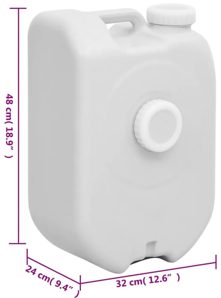 Tanque de água portátil com adaptador 24 L cinzento