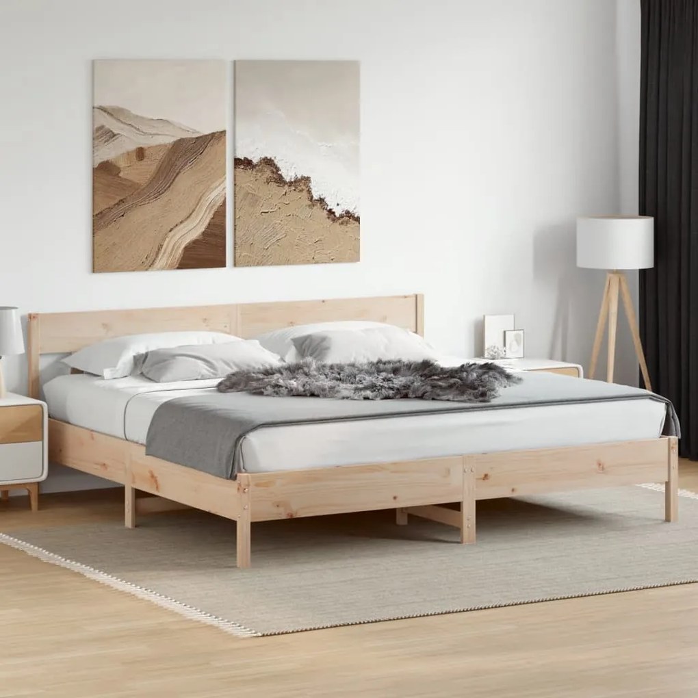 vidaXL Cama sem colchão 200x200 cm madeira de pinho maciça