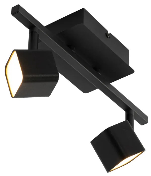 Candeeiro de teto moderno preto com LED 2 luzes - Nola Moderno