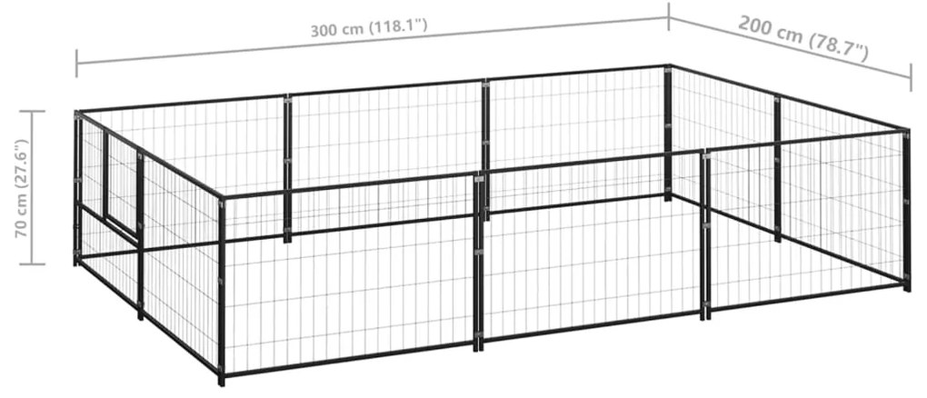 Canil para cães 6 m² aço preto