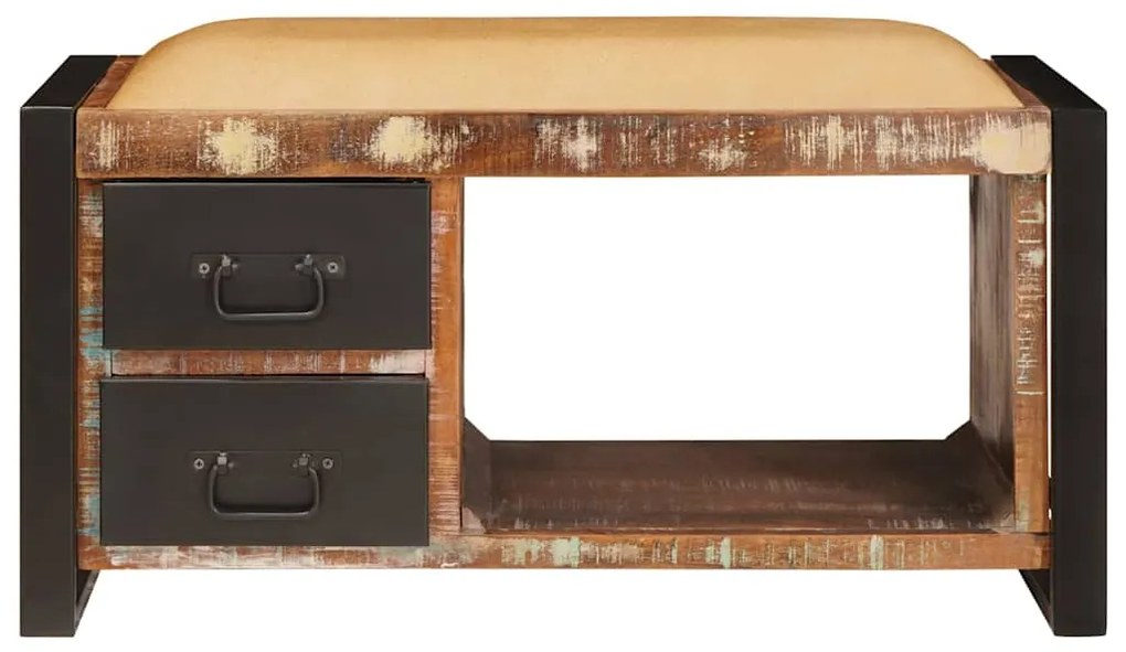 Banco de Armazenamento Multicolorido 80x35x40 cm Madeira Sólida Recupe