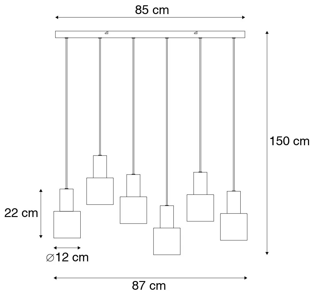 Candeeiro de suspensão bronze com taupe e bege 6 luzes - Ans Moderno