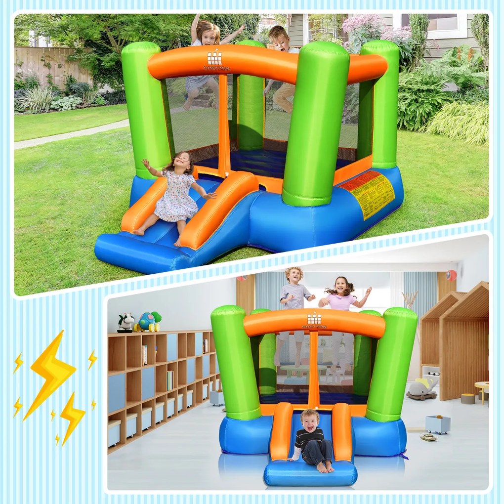 Castelo Insuflável para Crianças Casa Insuflável com Área de Salto Kit Reparação de Escorregas (sem Compressor) 250 x 197 x 143 cm