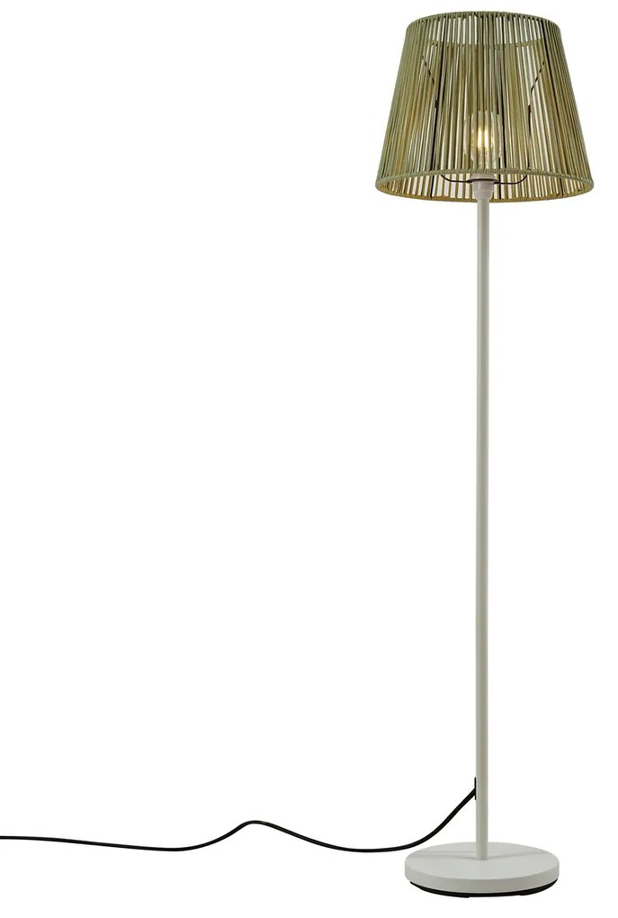 Candeeiro de pé para exterior branco com abajur de corda verde IP44 / IP54 - Virginia Jayla Japandi