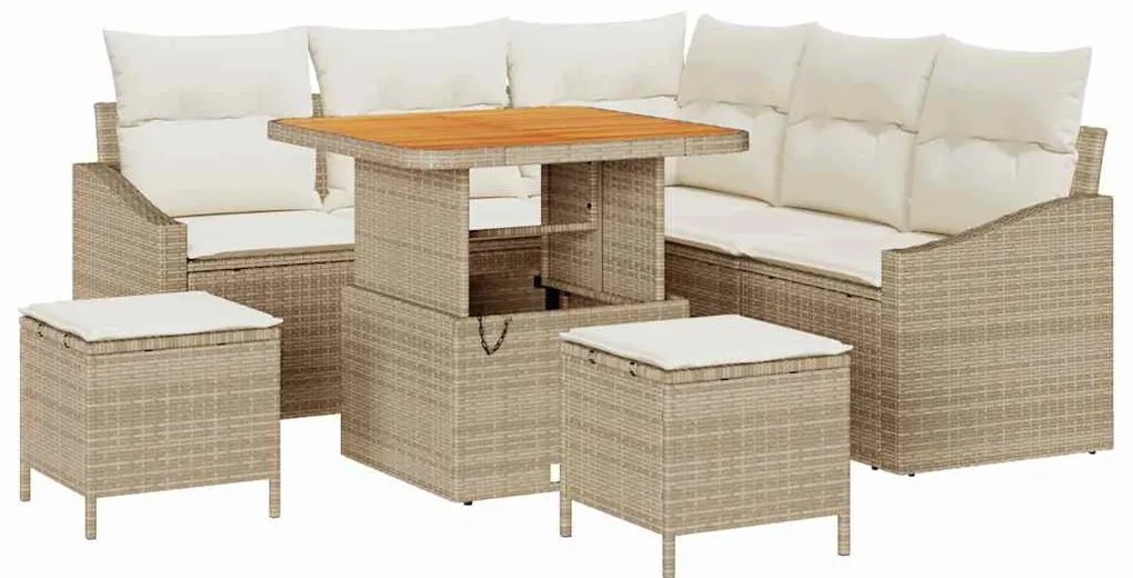 Conjunto de Sofá de Jardim com 8 peças e Almofadas bege em Rattan Sint