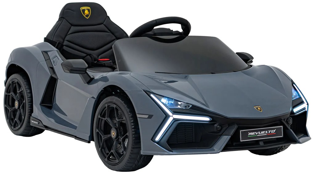 Carro elétrico para Crianças Lamborghini Revuelto 12V 4x4 Rodas Espuma EVA, Assento couro ecológico Cinzento