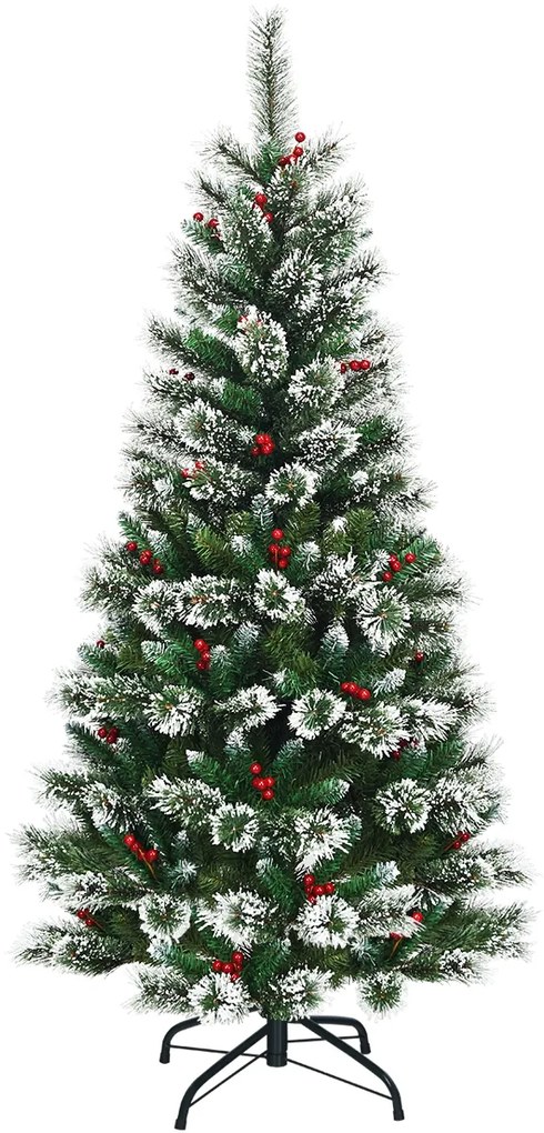 Árvore de Natal 1,8 m com neve e sem iluminação, fácil de montar, 100% PVC, perfeita como decoração Verde