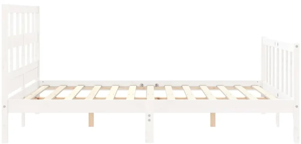 Cama sem colchão 160x200 cm madeira de pinho maciça branco