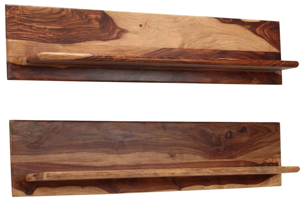 Prateleiras de parede 2 pcs 118x26x20cm madeira acácia maciça