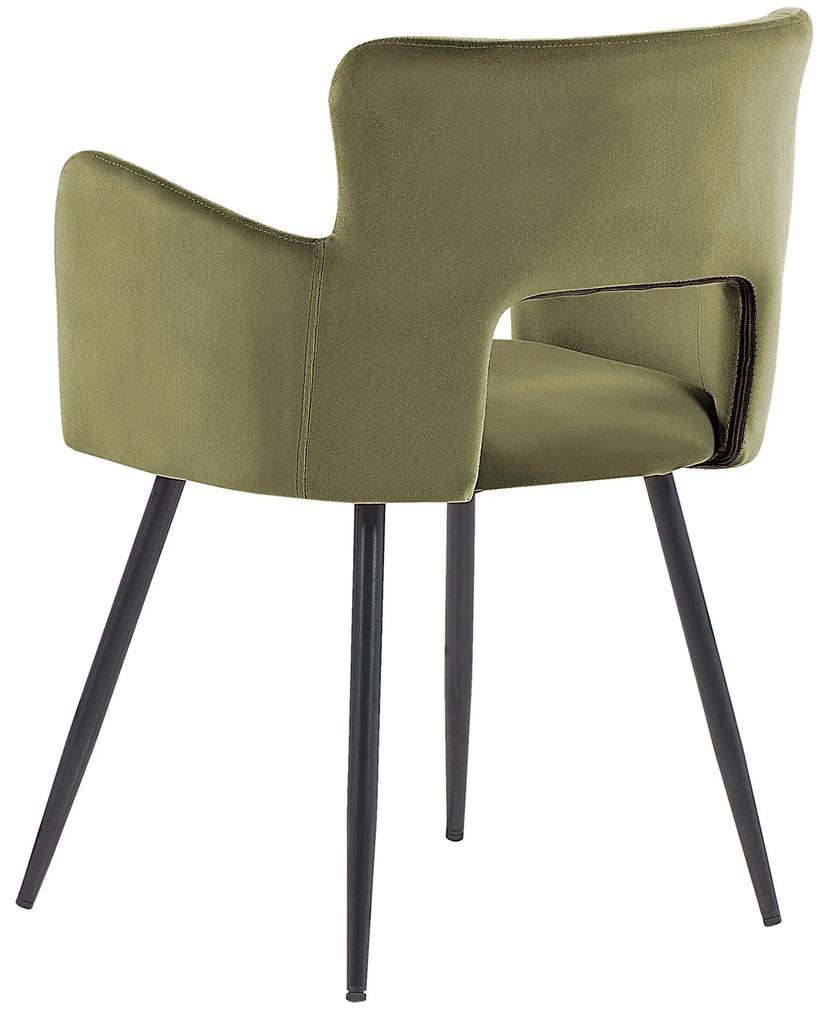 Conjunto de 2 cadeiras de jantar em veludo verde azeitona SANILAC Beliani