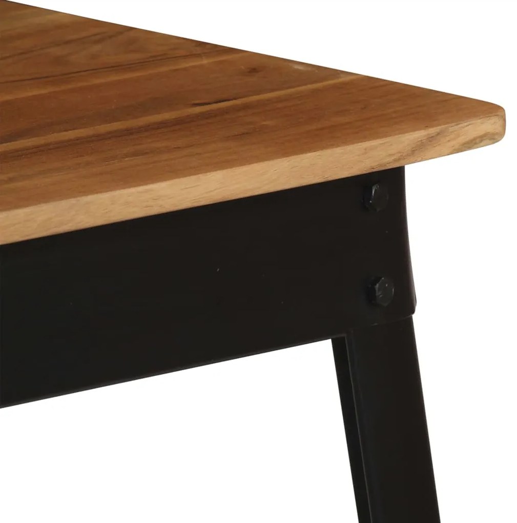 Mesa de jantar madeira de acácia maciça e aço 75x75x76 cm